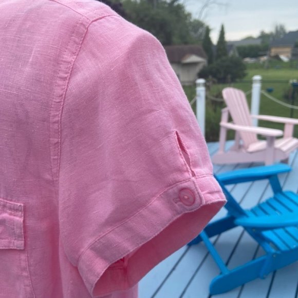 🎀 3 for $45 Pink 100% Linen Top in VGUC Size L - Picture 4 of 16
